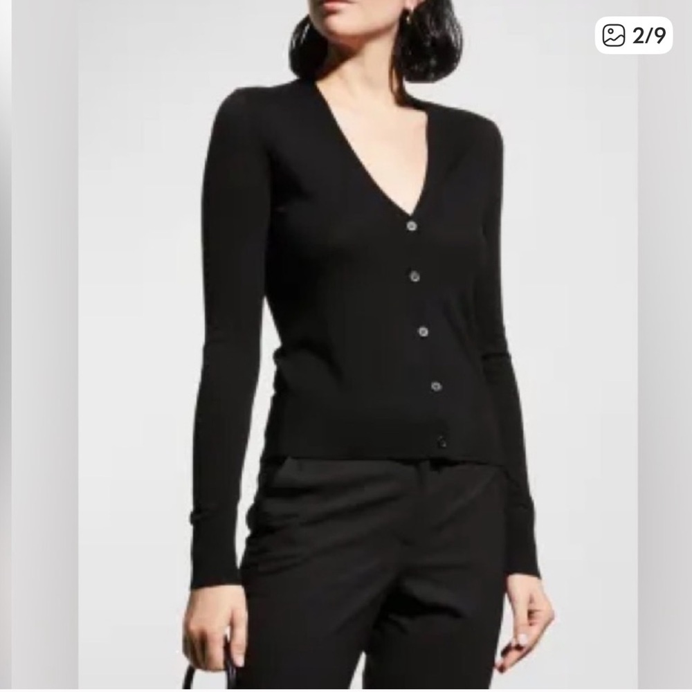 Theory preen Black V-Neck Wool Sweater - Picture 3 of 6